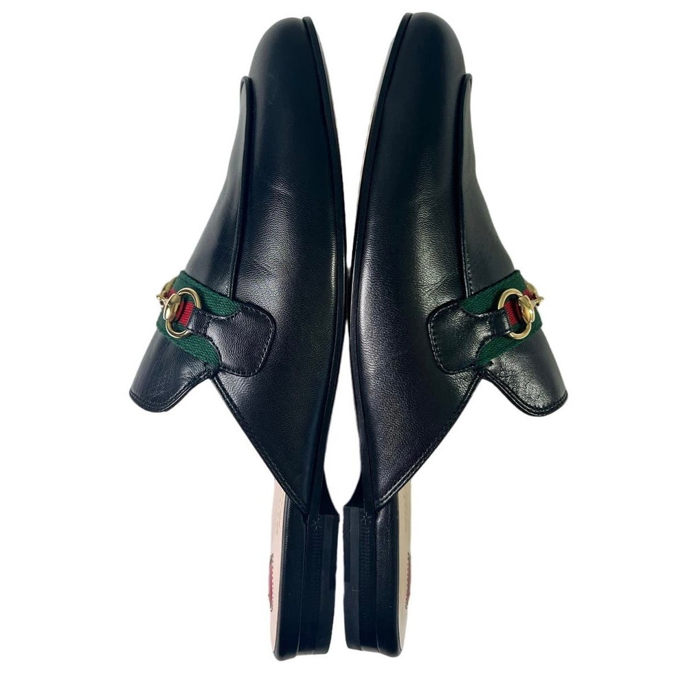 Gucci Princetown Horsebit Leather Web Stripe Accent Mules EU 38.5 - Picture 7 of 12